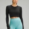 Lululemon Swiftly Tech Cropped Long Sleeve 2.0Maglietta A Manica LungaBlack Black Donna Abbigliamento LLS41D01H-Q11