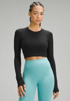 Lululemon Swiftly Tech Cropped Long Sleeve 2.0Maglietta A Manica LungaBlack Black Donna Abbigliamento LLS41D01H-Q11